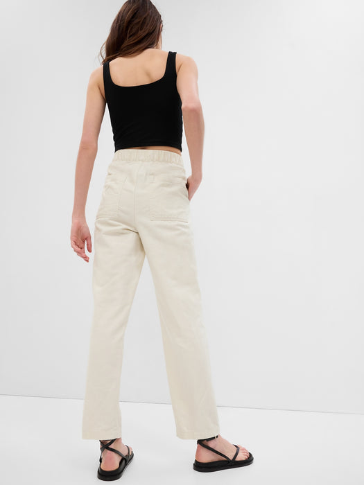 Linen-Cotton Pull-On Pants