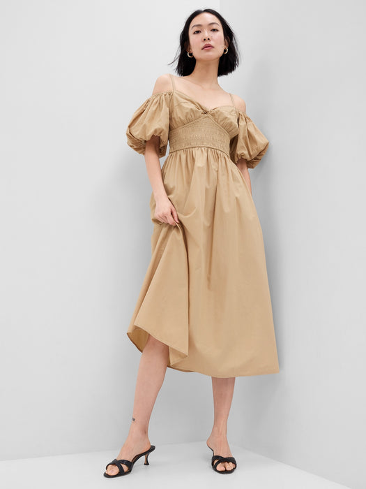 Off-Shoulder Puff Sleeve Maxi Dress