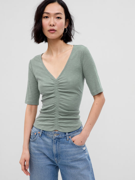 Essential Rib Ruched T-Shirt