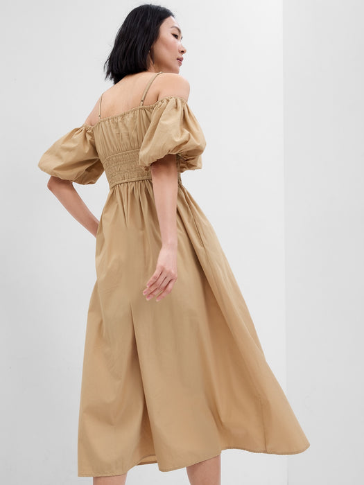 Off-Shoulder Puff Sleeve Maxi Dress