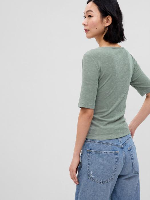 Essential Rib Ruched T-Shirt