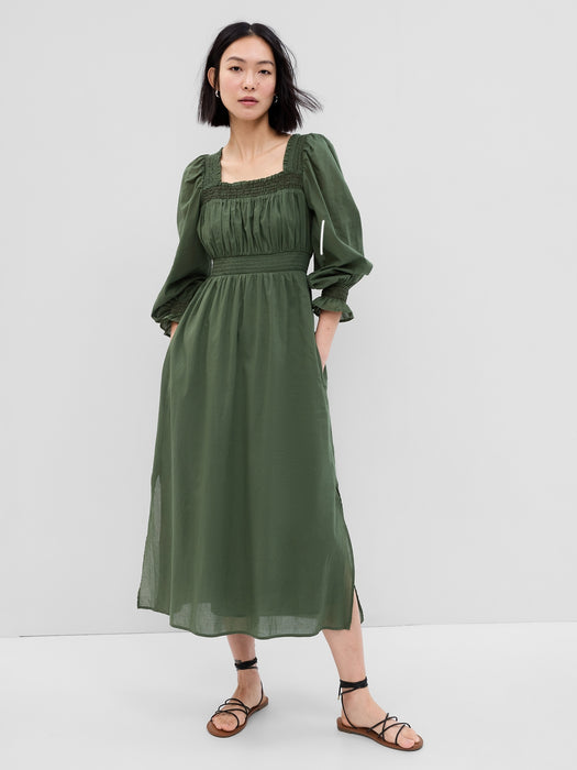 Puff Sleeve Smocked Maxi Dress