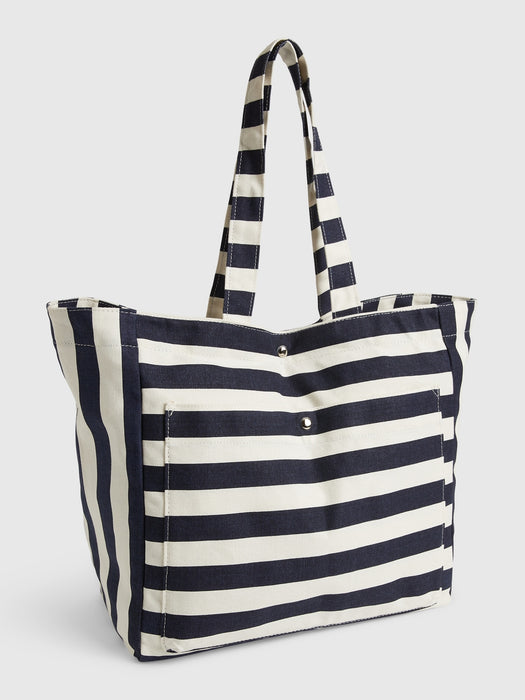 Linen-Cotton Stripe Tote Bag