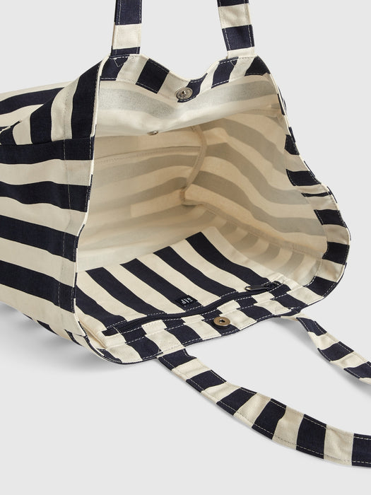 Linen-Cotton Stripe Tote Bag