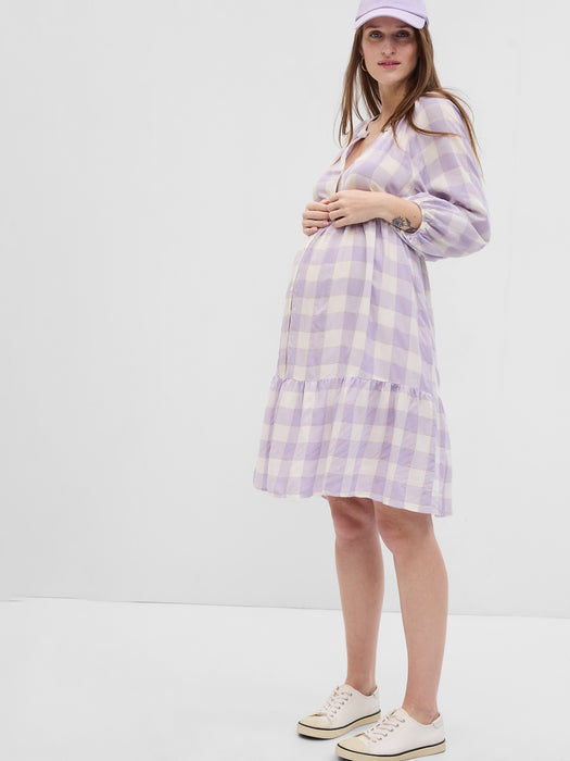 Maternity Balloon Sleeve Tiered Dress