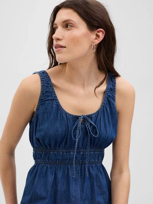 Organic Cotton Denim Tiered Mini Dress