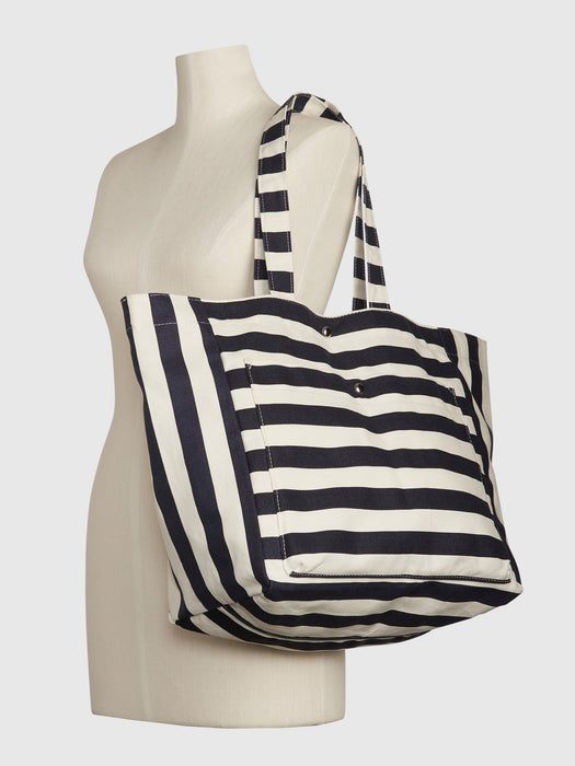 Linen-Cotton Stripe Tote Bag