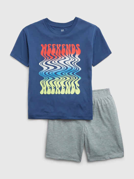 Kids 100% Recycled Graphic PJ Shorts Set