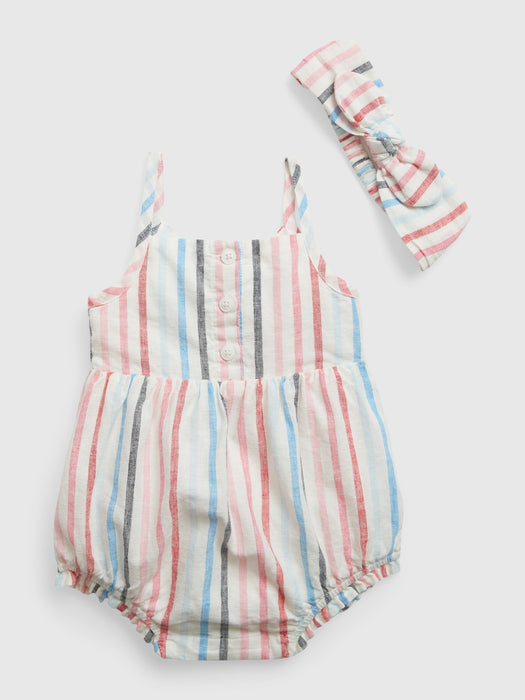 Baby Linen-Cotton Bubble Shorty One-Piece