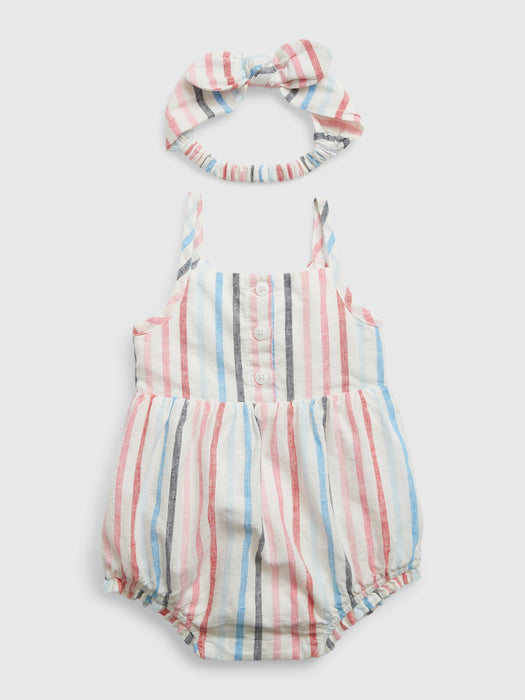 Baby Linen-Cotton Bubble Shorty One-Piece