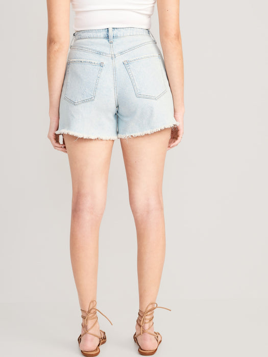 Curvy High-Waisted Button-Fly OG Straight Cut-Off Jean Shorts for Women -- 5-inch inseam