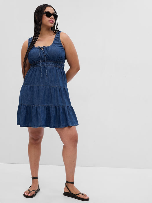 Organic Cotton Denim Tiered Mini Dress