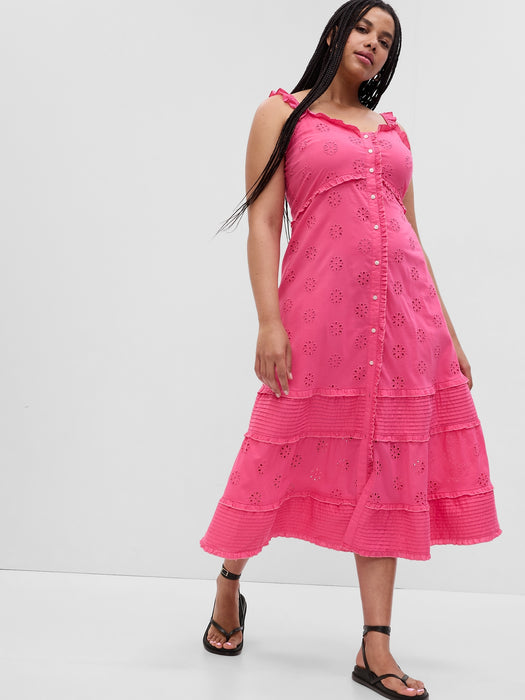 Ruffle Hem Eyelet Maxi Dress