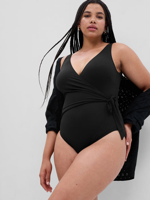 Recycled Wrap Front One-Piece Swimsuit