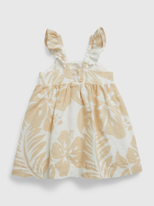 Baby Linen-Cotton Floral Dress Set