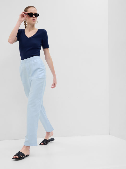 Linen-Cotton Pull-On Pants