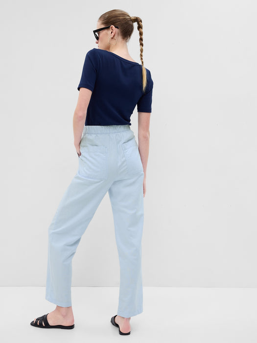 Linen-Cotton Pull-On Pants