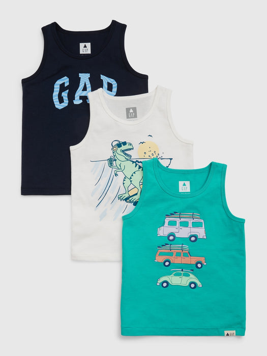 Toddler 100% Organic Cotton Mix and Match Graphic Tank Top (3-Pack)