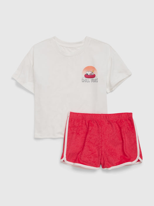 Kids Recycled Peanuts PJ Shorts Set