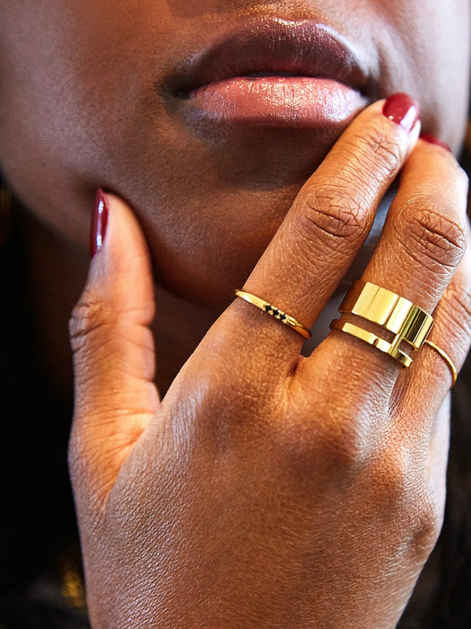 Gold Geo Wide Bar Ring