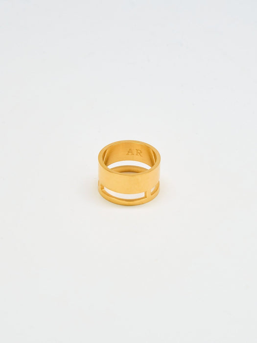 Gold Geo Wide Bar Ring