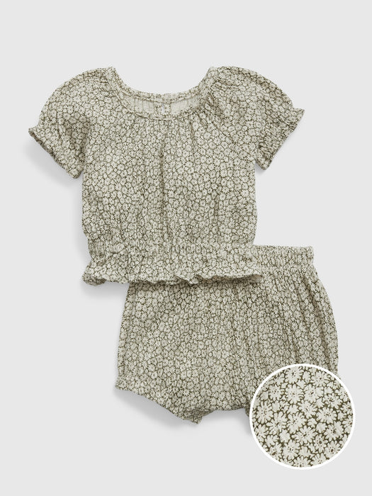 Baby Puff Sleeve Two-Piece Outfit Set