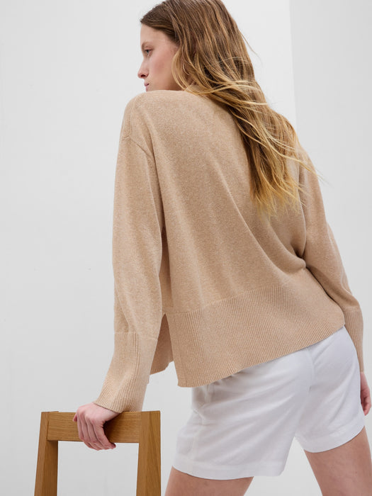 Linen-Blend Boyfriend Cardigan