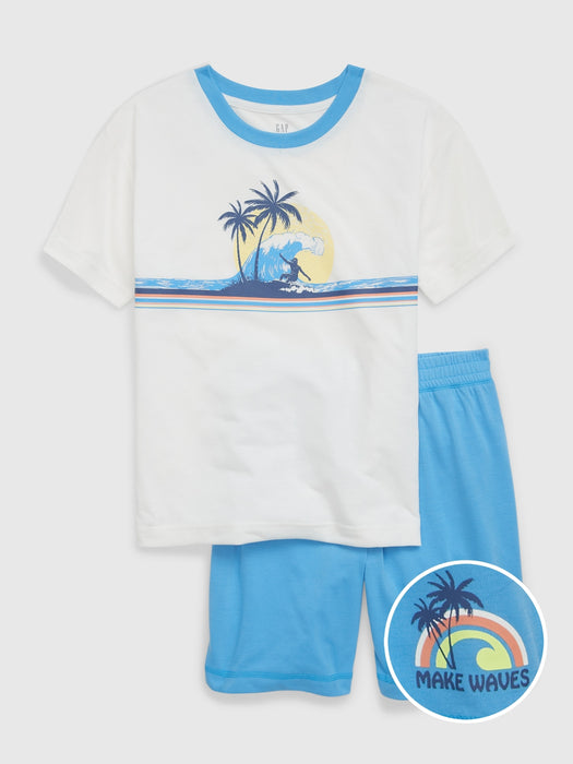 Kids 100% Recycled Graphic PJ Shorts Set