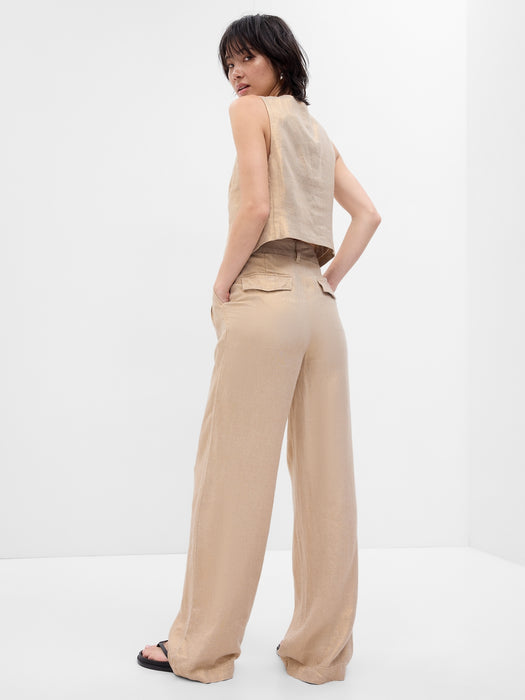 Linen-Cotton Pleated Pants