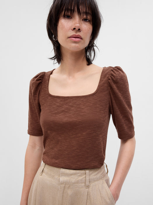 Essential Rib Puff Sleeve T-Shirt