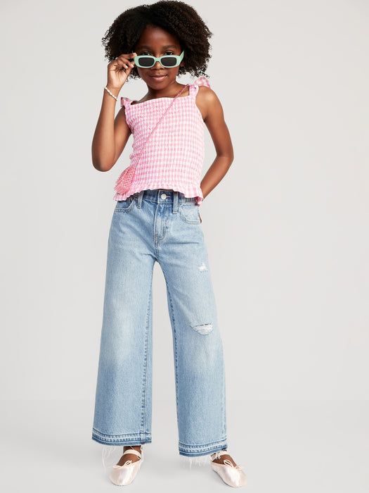 High-Waisted Baggy Ripped Wide-Leg Jeans for Girls