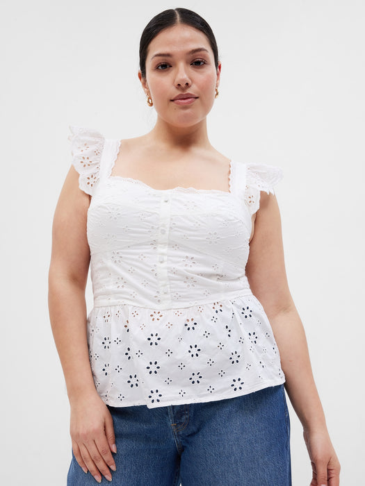 Eyelet Corset Peplum Top