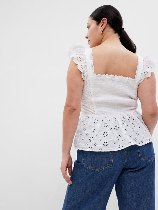 Eyelet Corset Peplum Top