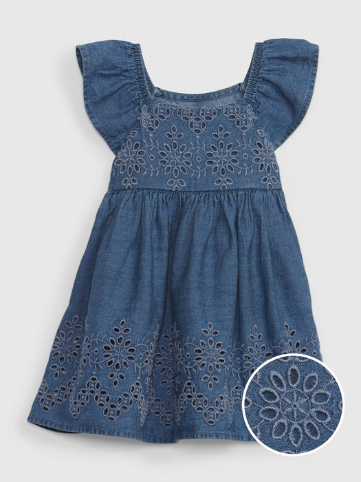 Baby Eyelet Denim Dress with Washwell