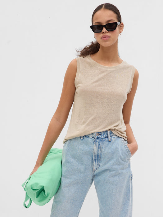 Linen-Blend Shell Tank Top