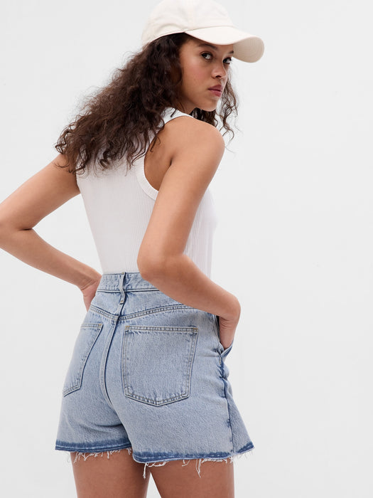 Asymmetrical Denim Mini Skort with Washwell