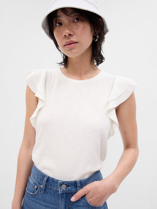 Essential Rib Flutter Sleeve T-shirt