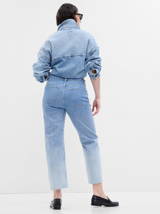 High Rise Ombre Cheeky Straight Jeans with Washwell