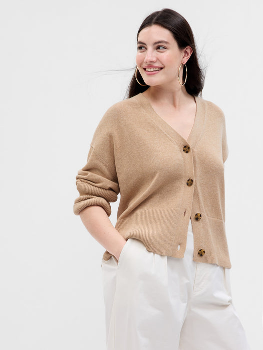 Linen-Blend Boyfriend Cardigan