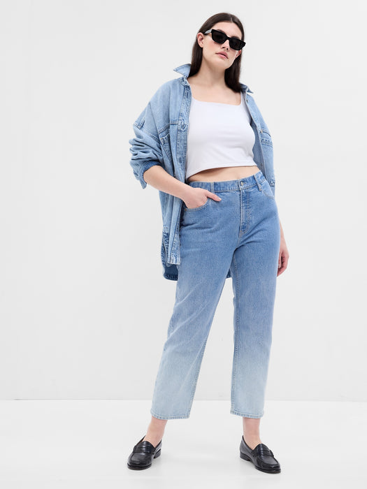 High Rise Ombre Cheeky Straight Jeans with Washwell