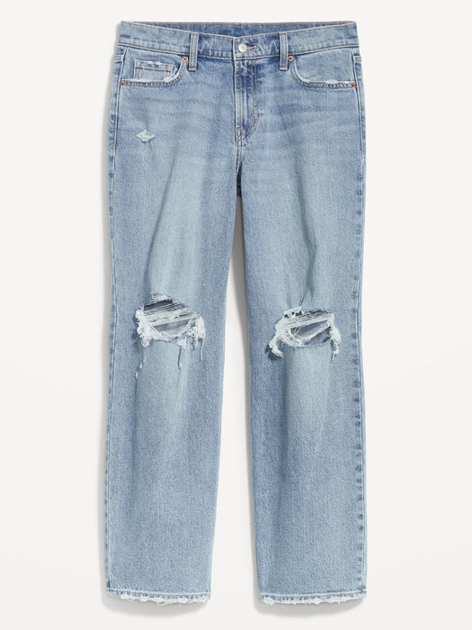 Mid-Rise Boyfriend Loose Jeans