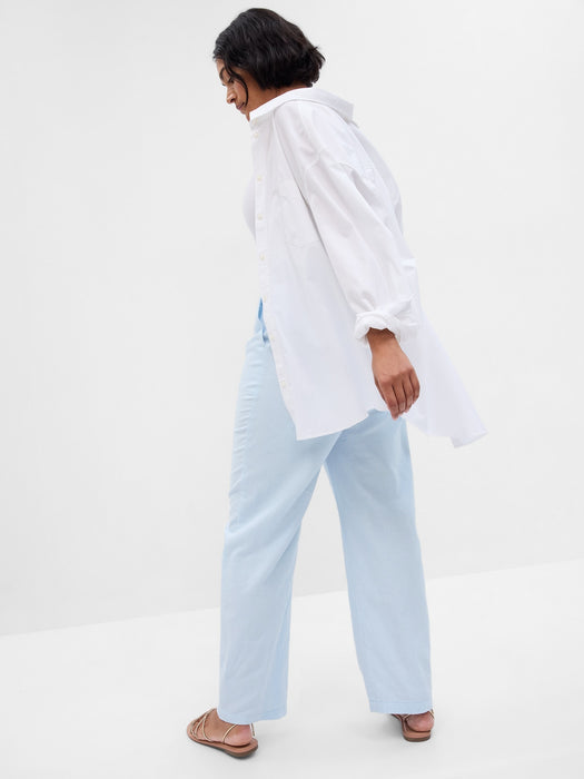 Linen-Cotton Pull-On Pants