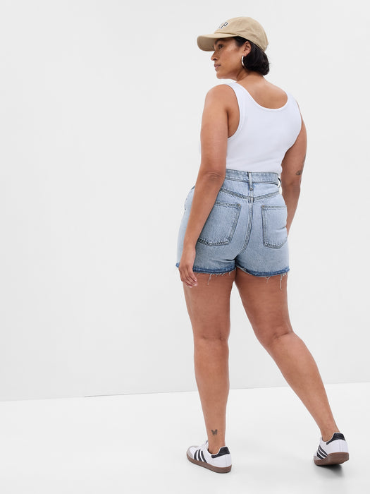 Asymmetrical Denim Mini Skort with Washwell