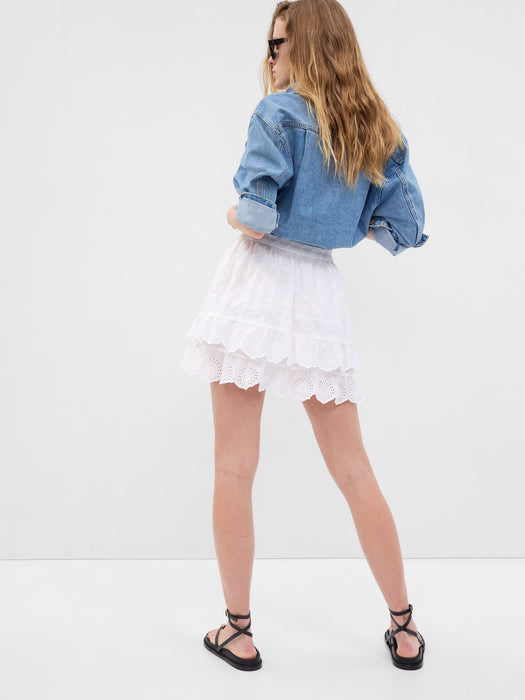 Eyelet Lace Mini Skirt