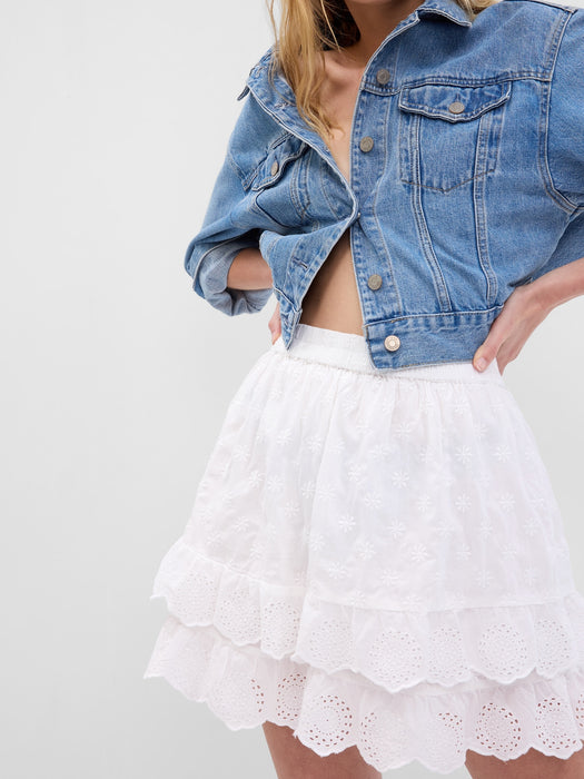 Eyelet Lace Mini Skirt