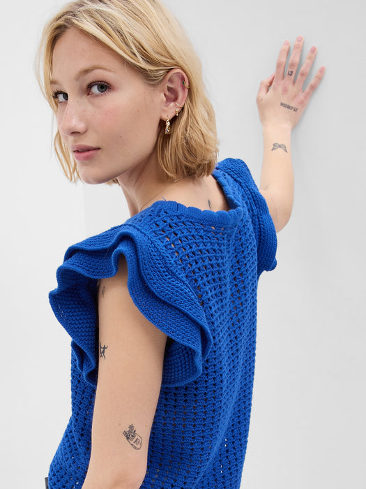 Flutter Sleeve Crochet Sweater