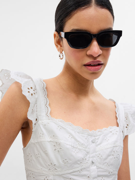 Eyelet Corset Peplum Top