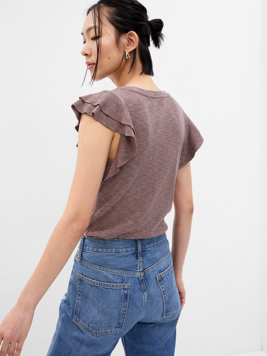 Essential Rib Flutter Sleeve T-shirt