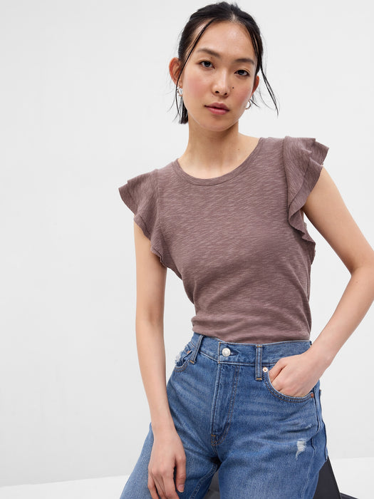 Essential Rib Flutter Sleeve T-shirt