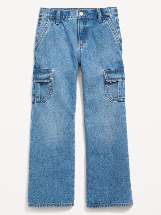 High-Waisted Baggy Wide-Leg Cargo Jeans for Girls